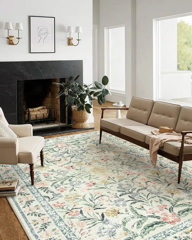 Navak Carpet Exclusive Picks Living Room Carpet, Middle Eastern Persian Mediterranean Retro Floral Floor Mat, Large Area Mat Home Decoration