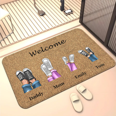 Navak Carpet Family Members Home Living Room  Sofa Door Mat Decoration Anti Slip Floor Mat Cute Rug  Door Mat Carpet  Area Rug  Kawaii Rug