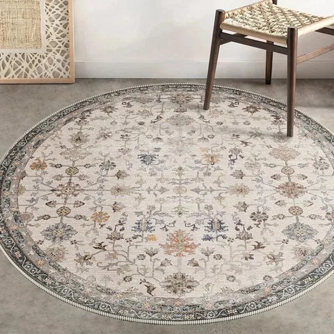 Navak Carpet Exclusive Picks Bohemian Retro Round Loop-Pile Carpet - Vintage Circular Area Rug for Coffee Table, Sofa & Bedroom Non-Slip Home Deco