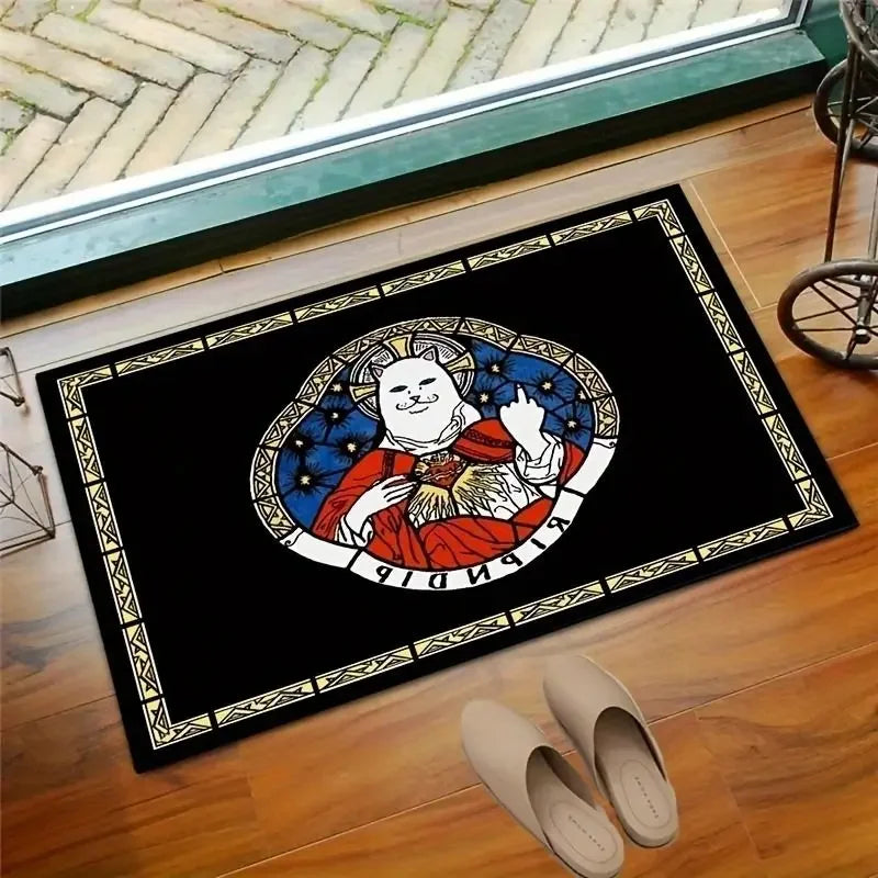 Navak Carpet Cartoon Cat Pattern Mat Non-slip Easy To Clean Rug Wrinkle-Resistant Doormat Outdoor Entrance Floor Decorative Washable Carpet