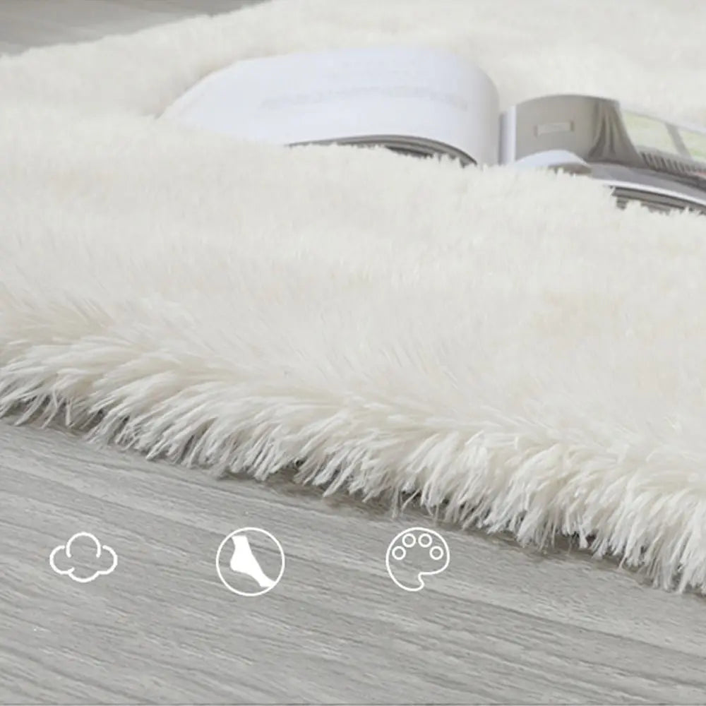 Navak Carpet Bedside Rugs For Children's Room Cute Girls Floor Soft Mat Living Room Decoration White Fluffy Large Kids Pink Bedroom Carpet