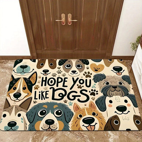 Navak Carpet 1 piece warm and cute dog element doormat - non-slip and soft with playful cartoon dog pattern, suitable for indoor/outdoor use