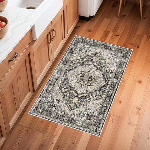 Navak Carpet Washable Oriental Area Rug  Rugs for Living Room Soft Carpet for Bedroom Waterproof Floral Distressed Indoor Stain
