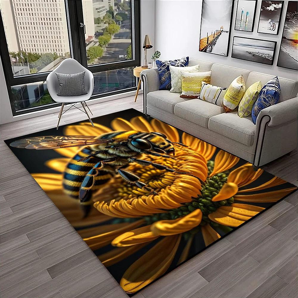 Navak Carpet Cute Bee HoneyBee Insect Cartoon 3D Carpet Rug for Home Living Room Bedroom Sofa Doormat Decor,kids Area Rug Non-slip Floor Mat
