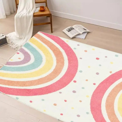 Navak Carpet Shaggy Bedroom Rugs for Kids Rainbow Fluffy Carpet Living Room Hairy Nursery Play Mat for Children Plush Baby Rugs Soft Foot Mat
