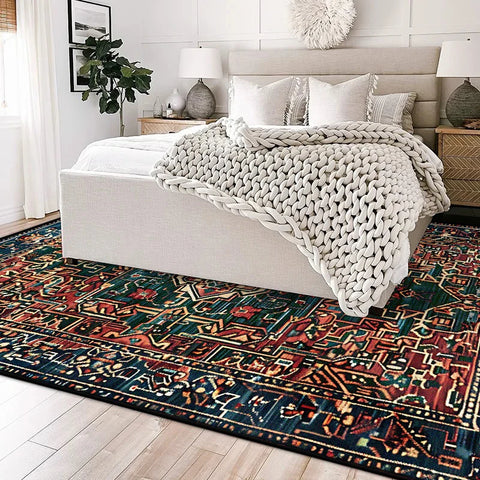 Navak Carpet Persian Retro Carpet for Living Room Decoration Home Bedroom Bedside Non-slip Large Rugs Study Balcony Easy Clean Washable Mats