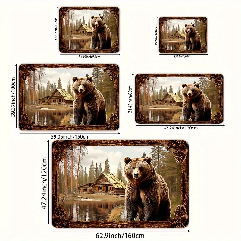 Navak Carpet Exclusive Picks Brown Bear Beast Pattern Carpet, Soft Non-Slip Home Decor Living Room Rug, Room Carpet, Bathroom Kitchen Foot Mat
