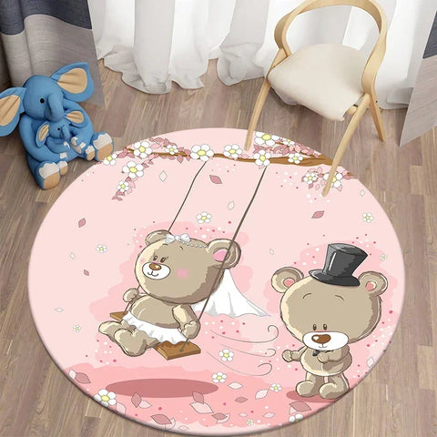 Navak Carpet Cartoon Cute Bear Round Carpet for Living Room Rugs Bath Mat for Children Room Mats Bedroom Carpets Baby Kids Room Home Decor