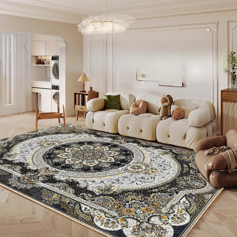 Navak Carpet Ethnic Style Bedroom Decor Retro Carpet Light Luxury Carpets for Living Room Washable Lounge Soft Floor Mat Anti-slip Study Rug