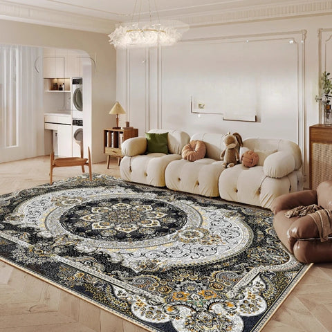 Navak Carpet Ethnic Style Bedroom Decor Retro Carpet Light Luxury Carpets for Living Room Washable Lounge Soft Floor Mat Anti-slip Study Rug