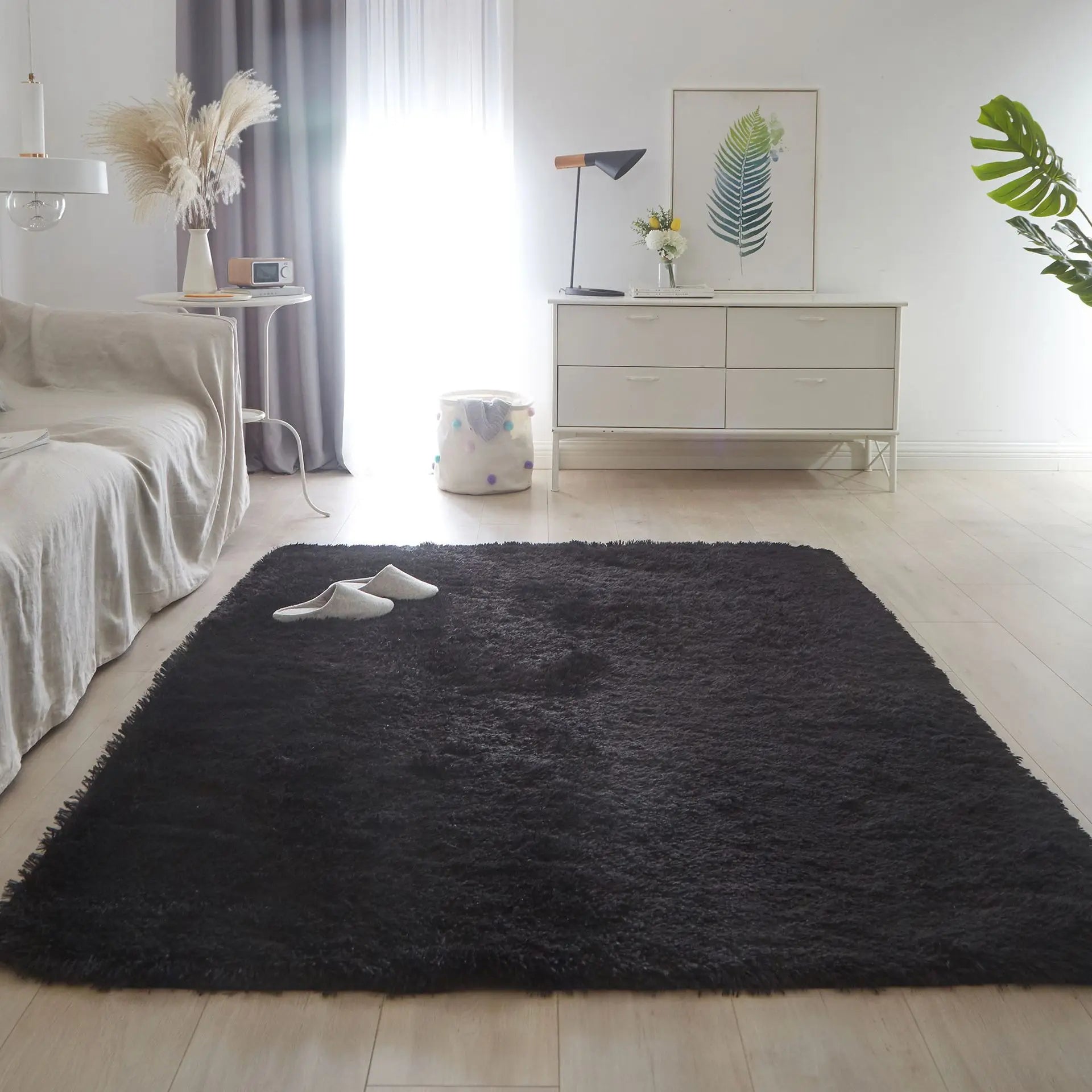 Navak Carpet Nordic Furry Rug Bedroom Carpet Living  Room Modern Decoration Hairy Carpets Large Size Black Gray Pink Beige Non Slip Mat