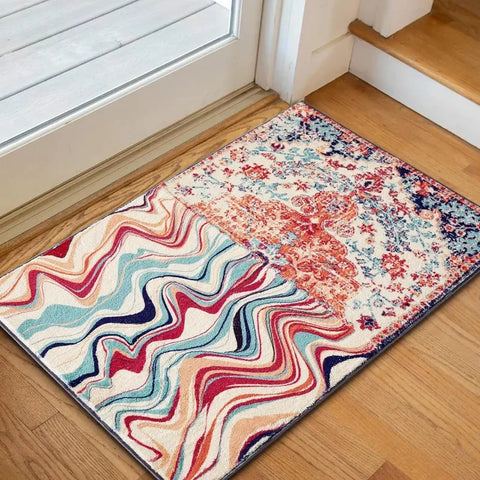 Navak Carpet Abstract Bohemian Imitation Cashmere Floor Rug Mat Entry Door Sofa Entry Door Entryway Decoration Carpet Non-Slip Cushion