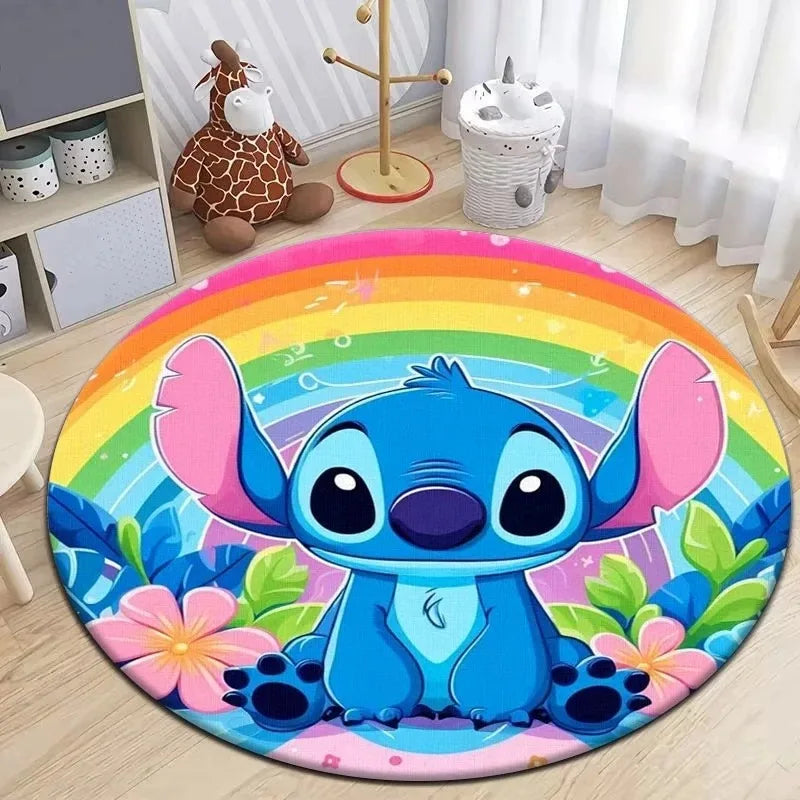 Navak Carpet Daily Picks Disney Stitch Cartoon Round Mat Cute Cartoon HD Printed Carpet Bedroom Living Room Sofa Large Area Pet Kitchen Rugs Decor
