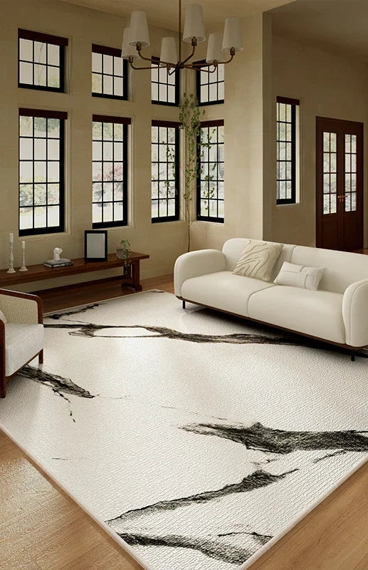 Navak Carpet Luxurious Black White Area Rug Large Non-Slip Living Room Carpet Washable Easy Care Comfortable Bedroom Decorative Floor Mat