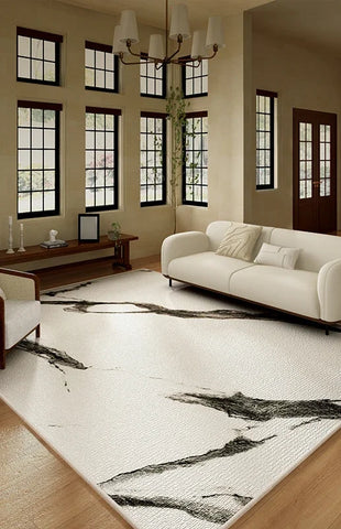 Navak Carpet Luxurious Black White Area Rug Large Non-Slip Living Room Carpet Washable Easy Care Comfortable Bedroom Decorative Floor Mat