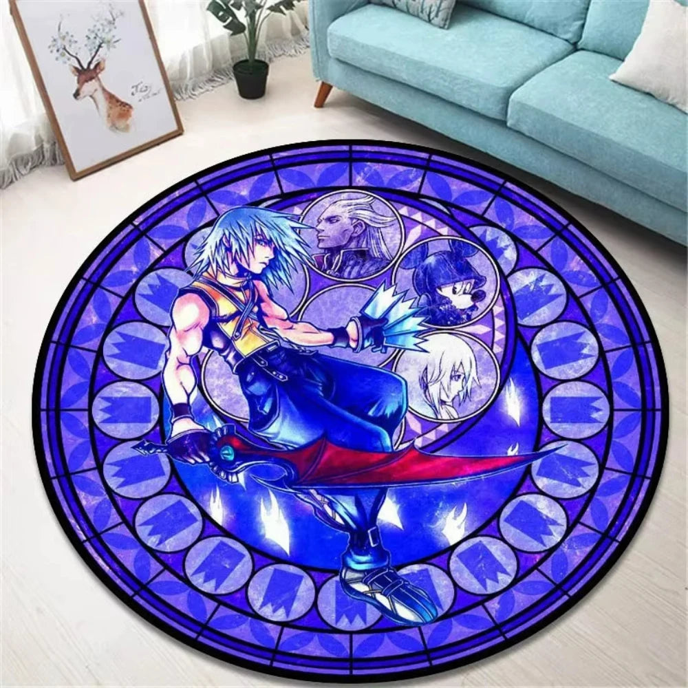 Navak Carpet K-Kingdom Heart Themed Round Carpet for Living Room and Bedroom NonSlip Floor Mat Rug for Gaming Enthusiast Birthday Gift Idea