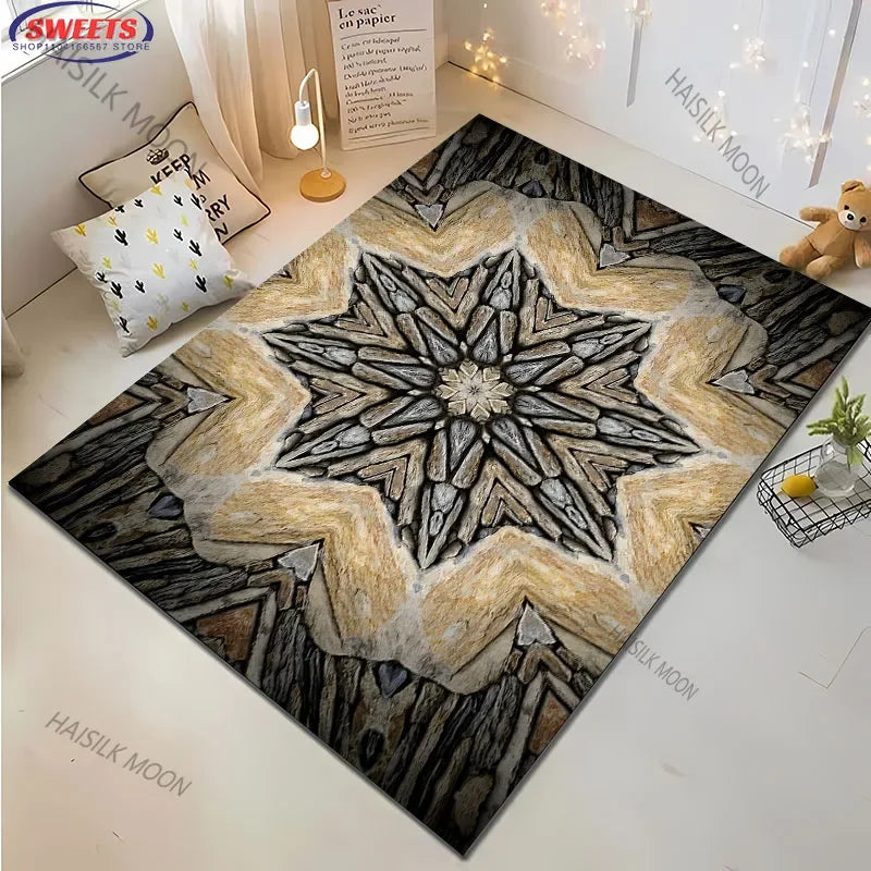 Navak Carpet 3D Stone & Floral Art Area Rug - Large Modern Carpet for Living Room, Bedroom or Office - Non-Slip Play Mat for Kids, Home Decor