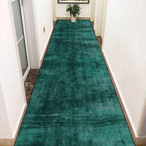 Navak CarpetGreen Long Corridor Carpets Abstract Decoration Hall Runner Carpet Party Hallway Aisle Floor Mat Anti-slip Room Sofa Bedside Rug