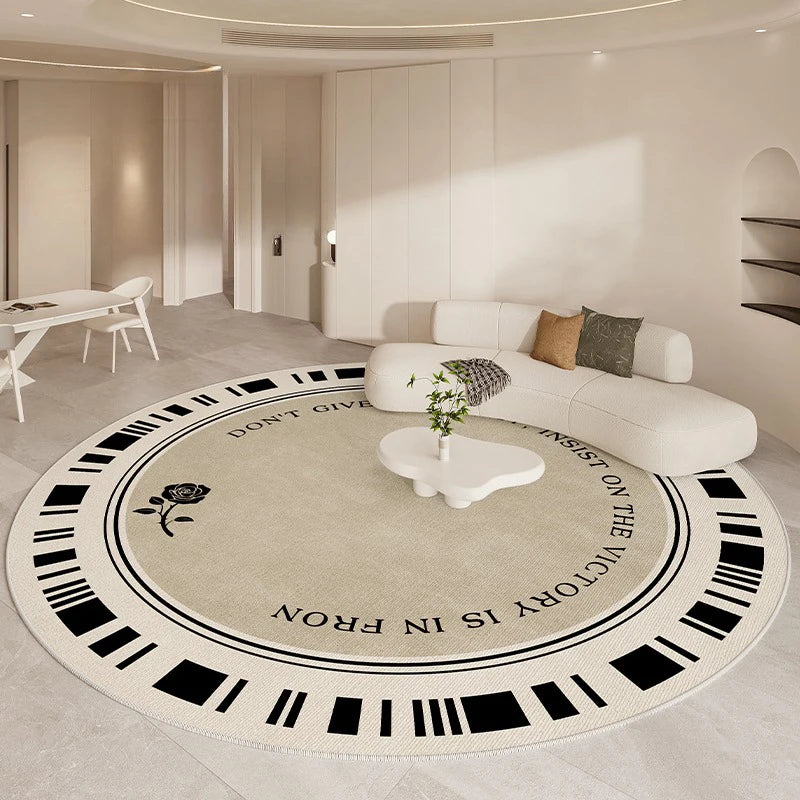 Navak Carpet Luxurious Living Room Carpet Round Beige Minimalism Rug High Quality Bedroom Study Rugs Soft Comfortable Bedside Carpets Tapete