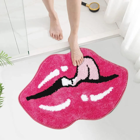 Navak Carpet Exclusive Picks Upgraded Material Sexy Red Lips Bathroom Carpet Bathroom Non-slip Mats Bedroom Living Room Kitchen Decorative Rug