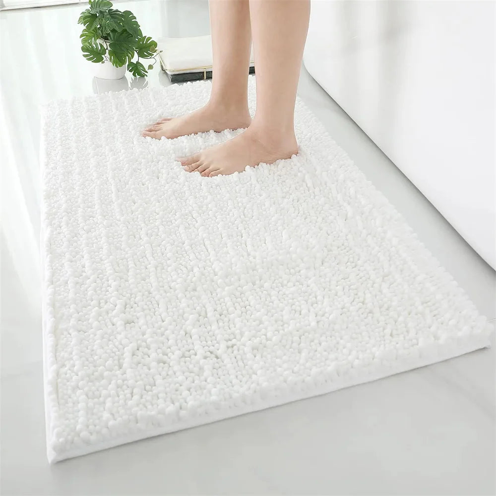 Navak Carpet Olanly Chenille Bathroom Rug Extra Soft Shaggy Bath Mat Non-Slip Bathroom Floor Mat Water Absorbent Plush Microfiber Rugs Shower