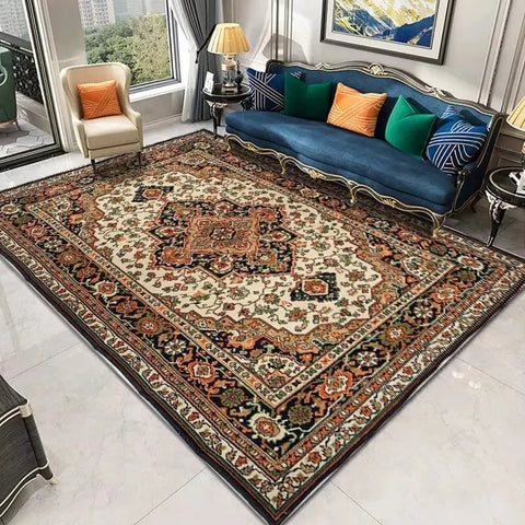Navak Carpet Persian Retro Carpet Living Room Light Luxury Decoration Bedroom Bedside Large Rugs Lobby Coffee Table Non-Slip Lint-Free Mats