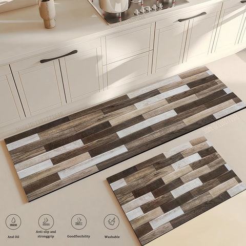 Navak Carpet Wood Grain Kitchen Rug Bedroom Entrance Doormat Anti-Slip Living Room Floor Decor Washable Carpet Home Hallway Quality Foot Mat