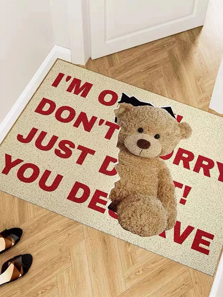 Navak Carpet Cute Bears Welcome Floor Mats Entrance Doormat Anti-slip PVC for Entry Porch Hallway Entryway Home Decor Dust Removal Carpet