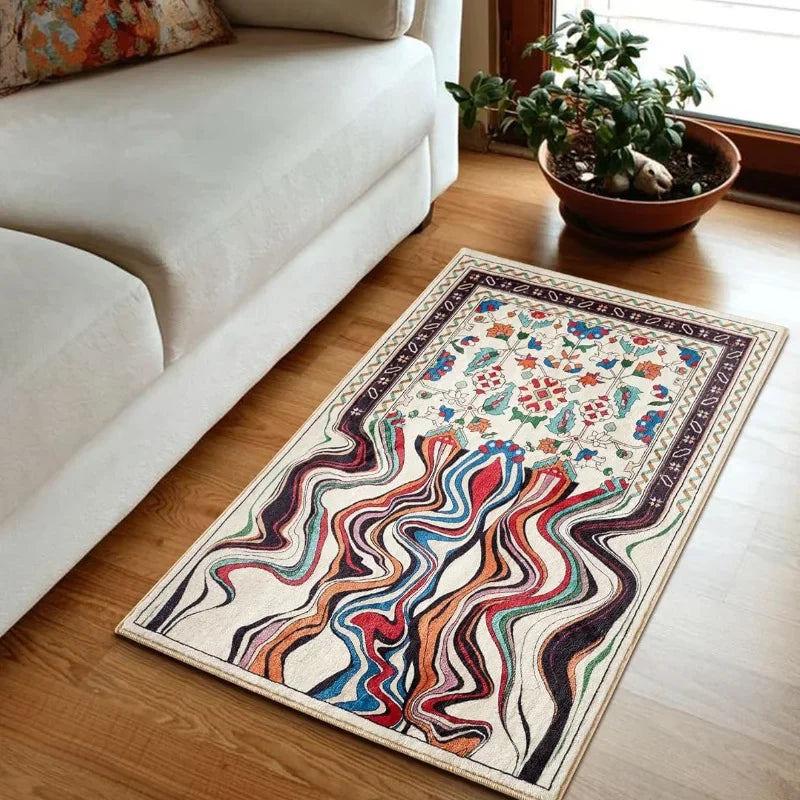 Navak Carpet Abstract Bohemian Imitation Cashmere Floor Rug Mat Entry Door Sofa Entry Door Entryway Decoration Carpet Non-Slip Cushion