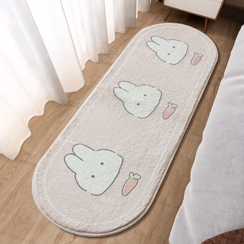Navak Carpet  Cartoon Faux Lamb Wool Bedroom Bedside Rugs Lovely Rabbit Pink Bed Area Carpet Soft No Icy Feet for Girls Children Bed Room Rug