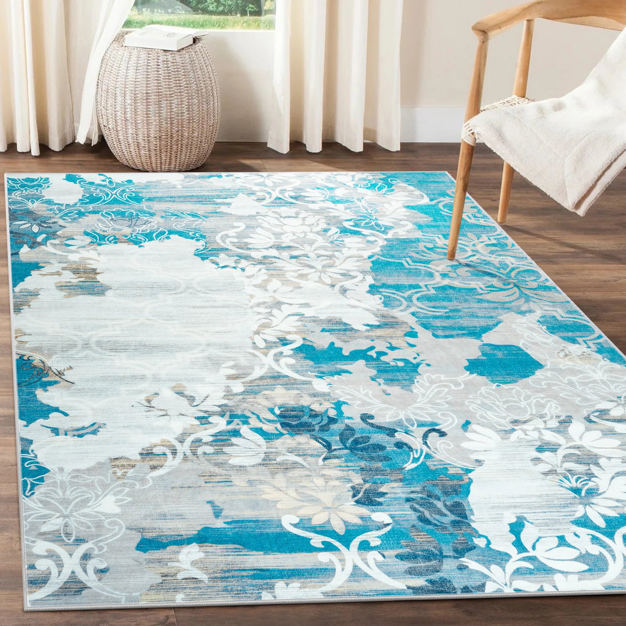 Navak Carpet Area Rugs for Living Room Elegant Floral Traditional Faux Wool Area Rug