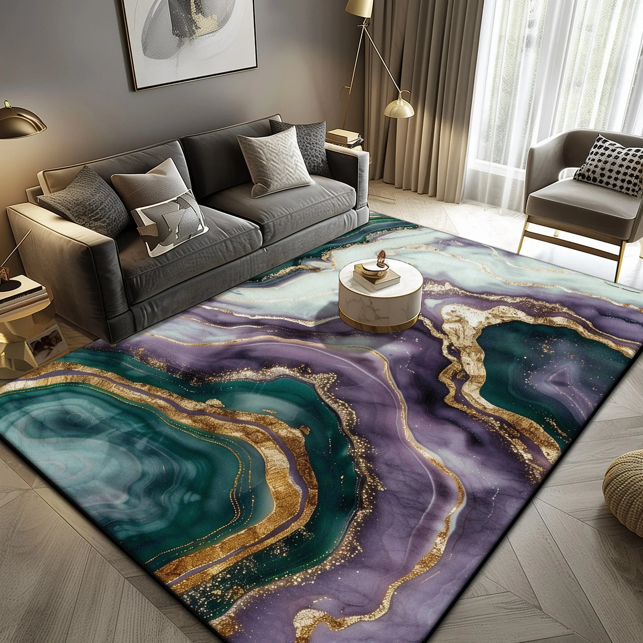 Navak Carpet Luxury Marble Large Area Rug Black Gold Abstract Carpet for Living Room Sofa Lounge Coffee Table Non-Slip Soft Floor Mat