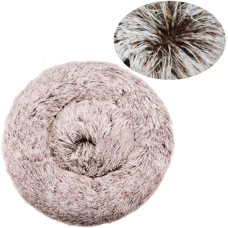 Navak Carpet  40-90cm Round Pet Bed for Large Dog Bed Super Soft Cat Bed Long Plush Dog House for Medium Dog House Winter Warm Sleeping