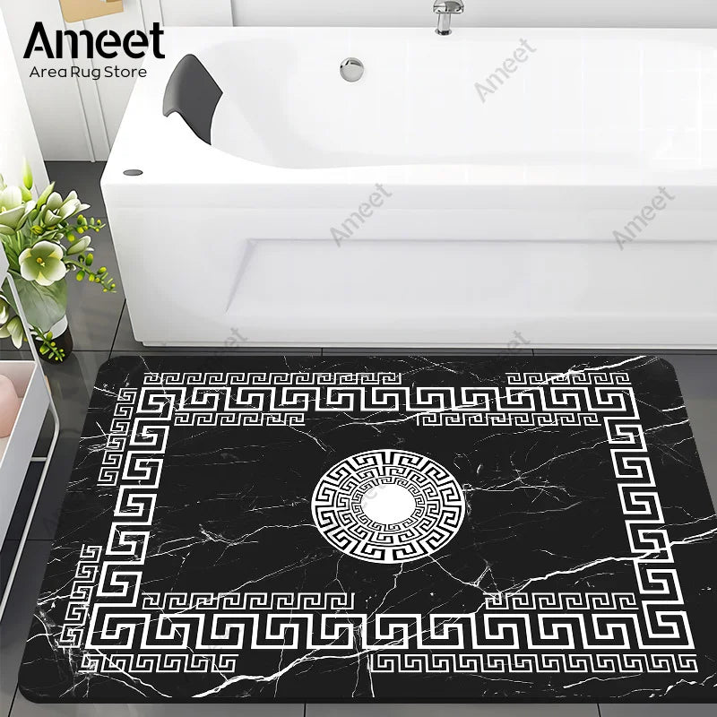Navak Carpet Super Absorbent Floor Bath Mat Bathroom Shower Anti-slip Carpet Quick Dry Rubber Door Mat Nordic Luxury Marble Rug Home Decor