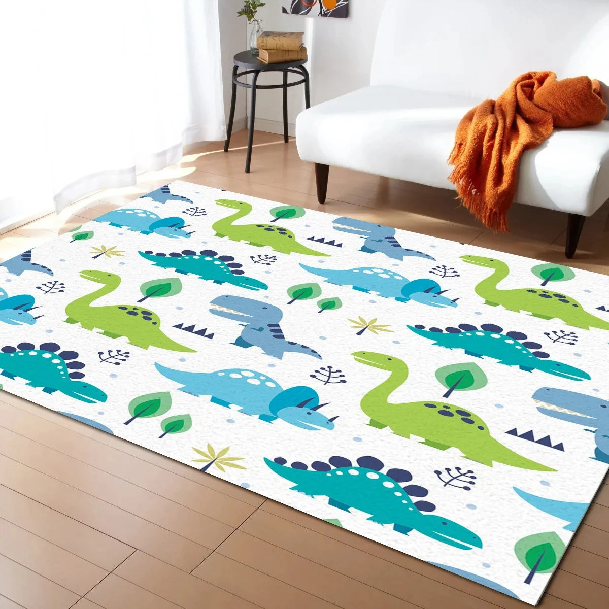 Navak Carpet Cartoon Dinosaur Area Rugs Dino Carpet Non Slip Dinosaur Floor Mat for Playroom Classroom Kidroom Decor Children's Crawling Mat