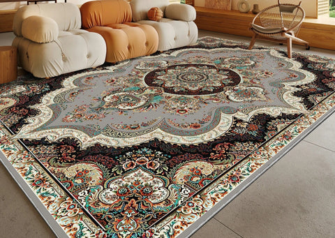 Navak Carpet Ethnic Style Bedroom Decor Retro Carpet Light Luxury Carpets for Living Room Washable Lounge Soft Floor Mat Anti-slip Study Rug