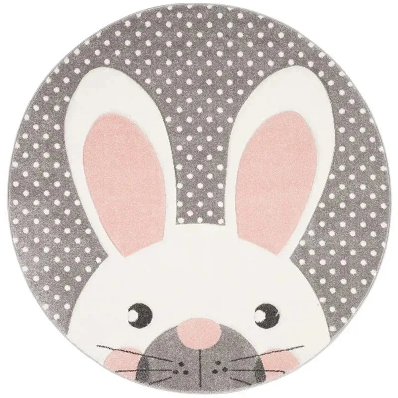 Navak Carpet Cartoon Animal Round Rug Girl Children's Room Crawling Floor Mat Bedroom Living Room