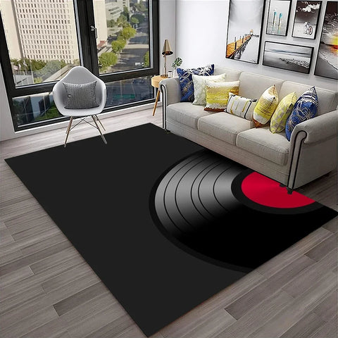 Navak Carpet 3D Retro Vinyl Record Music Art Carpet Rug for Home Living Room Bedroom Sofa Doormat Decor,Kid Play Area Rug Non-slip Floor Mat