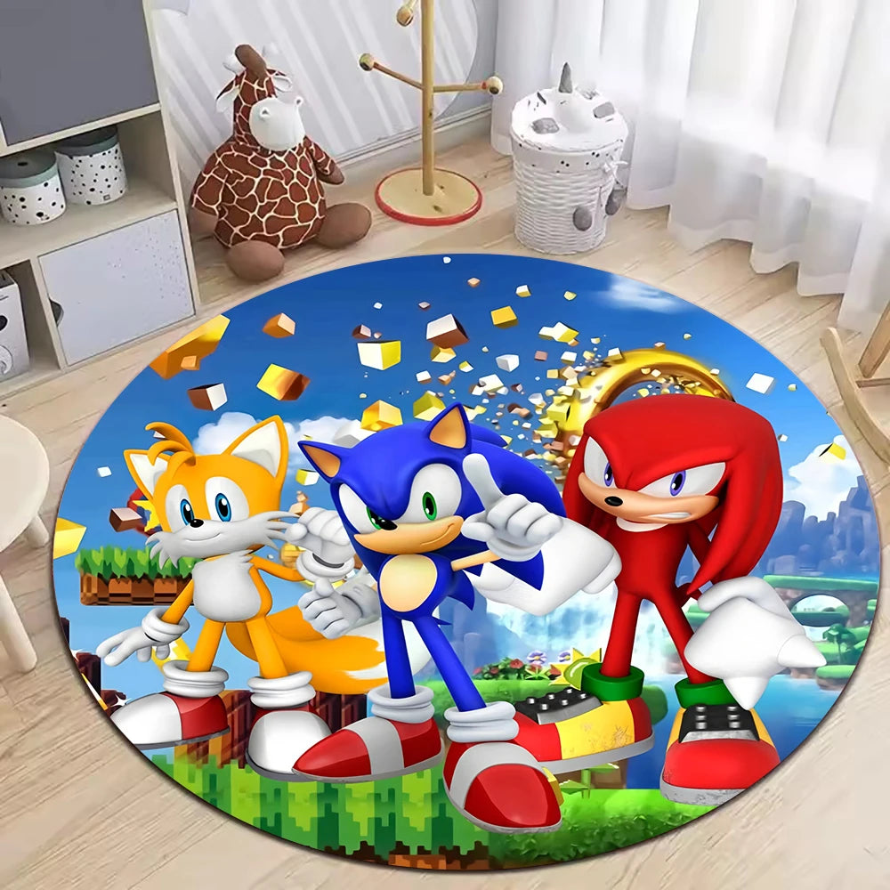 Navak Carpet Daily Picks Blue Hedgehog Creative Round Rug for Living Room Decor Bedroom Bedside Soft Carpet Sofa Mat Gaming Room Swivel Chair Mat