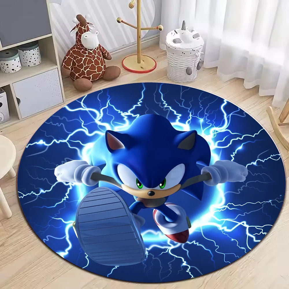Navak Carpet Daily Picks Blue Hedgehog Creative Round Rug for Living Room Decor Bedroom Bedside Soft Carpet Sofa Mat Gaming Room Swivel Chair Mat