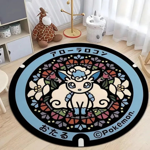Navak Carpet Daily Picks Disney Japan Anime Pokemon Round Floor Mat Living Room Sofa Bedroom Rug Cute Non-Slip Machine Washable Carpet Home Decor