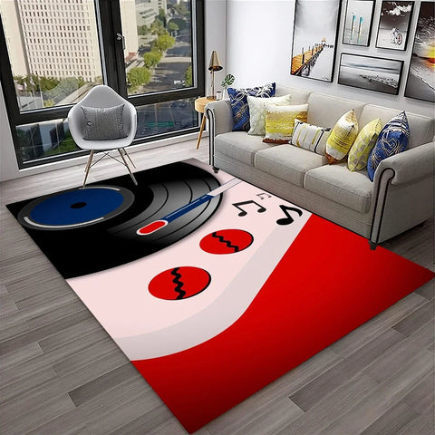 Navak Carpet 3D Retro Vinyl Record Music Art Carpet Rug for Home Living Room Bedroom Sofa Doormat Decor,Kid Play Area Rug Non-slip Floor Mat