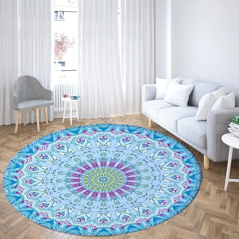 Navak Carpet Psychedelic Mandala Printed Round Carpet for Living Room Bedroom Mat Easy To Clean Festive Atmosphere Decorated Home Decor Rug