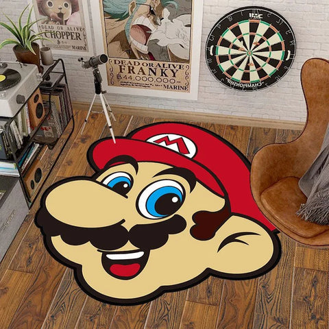 Navak Carpet 40-140cm Cartoon Game Super Bros Area Carpet Irregular Marioed Luigied Design Rug Lounge Bedroom Bedside Floor Mat Home Decor