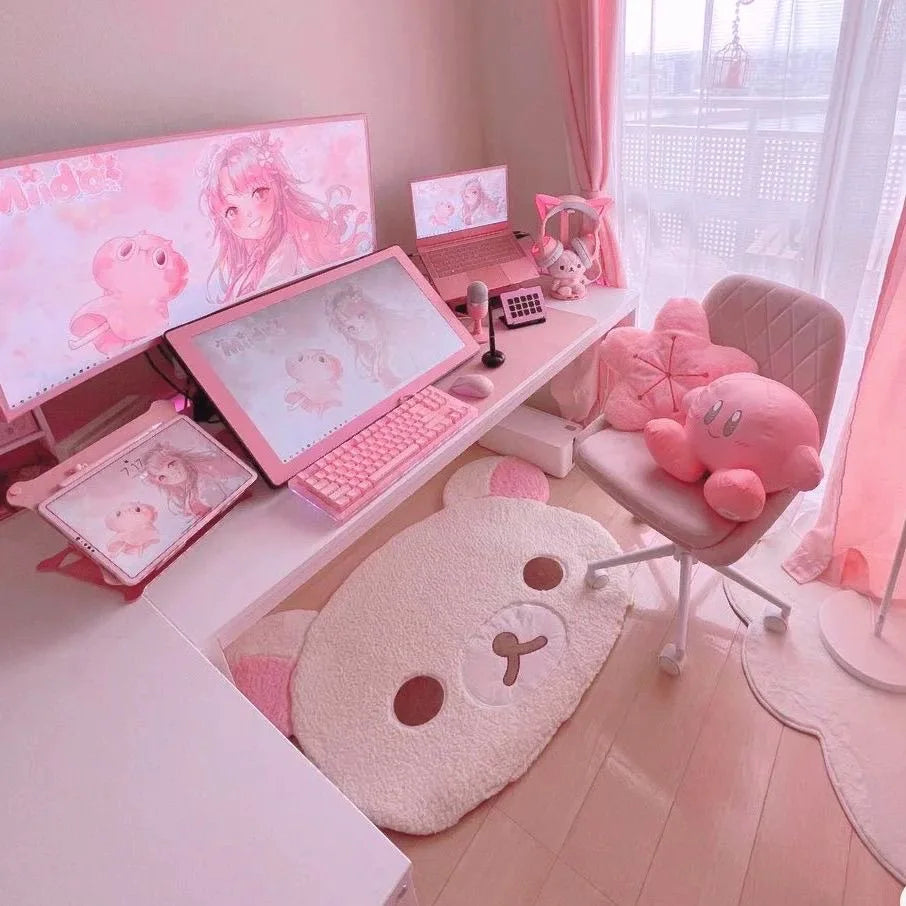 Navak Carpet Cartoon Rilakkumas Plush Rug Kawaii Korilakkuma Bear Soft Floor Mat Bedroom Chair Bedside Lounge Rug Bathroom Doormat Home Decor