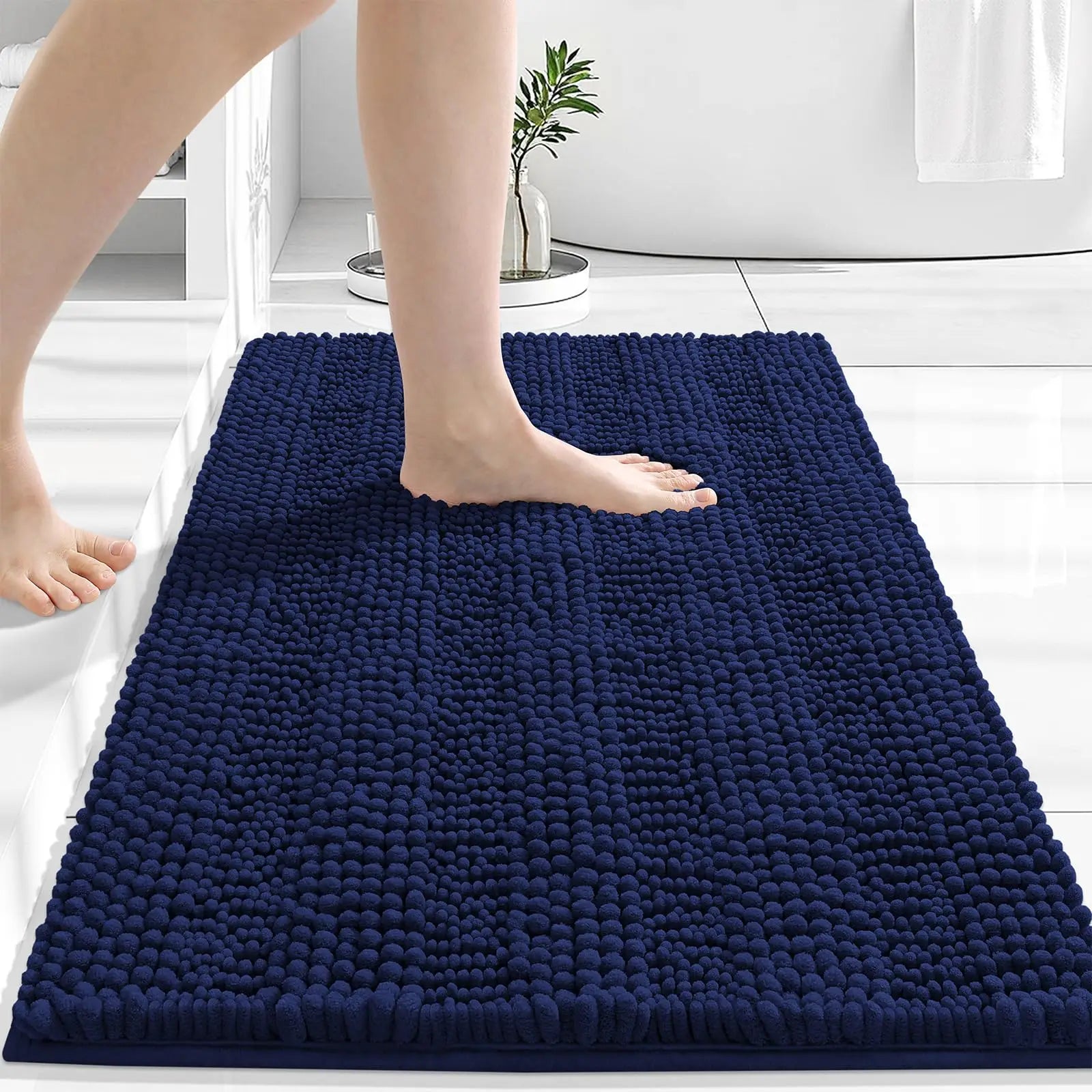 Navak Carpet Olanly Striped Bathroom Rugs Extra Thick Absorbent Bath Mats Non-Slip Soft Cozy Shower Carpet Plush Shaggy Machine Wash Bath Rug