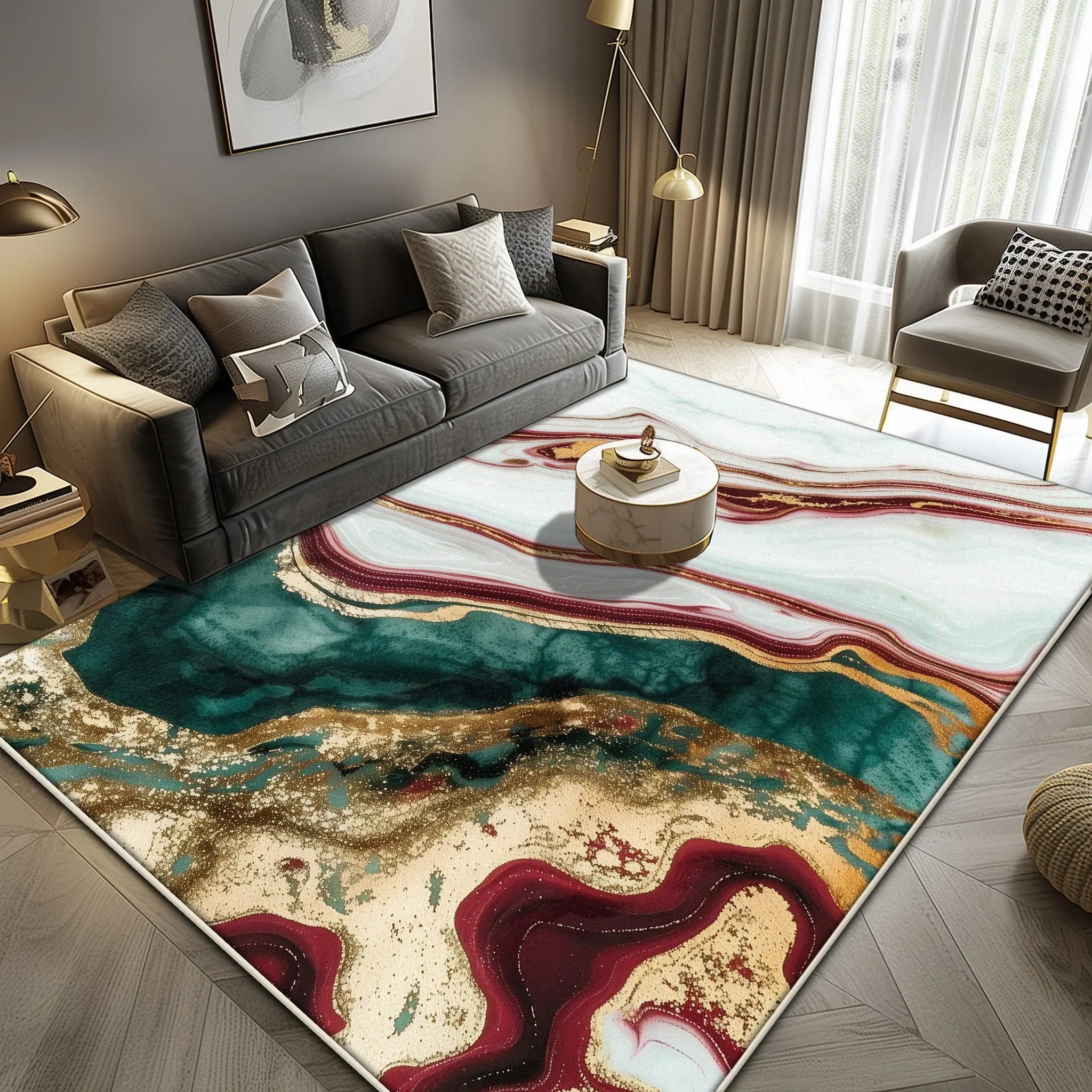 Navak Carpet Luxury Marble Large Area Rug Black Gold Abstract Carpet for Living Room Sofa Lounge Coffee Table Non-Slip Soft Floor Mat