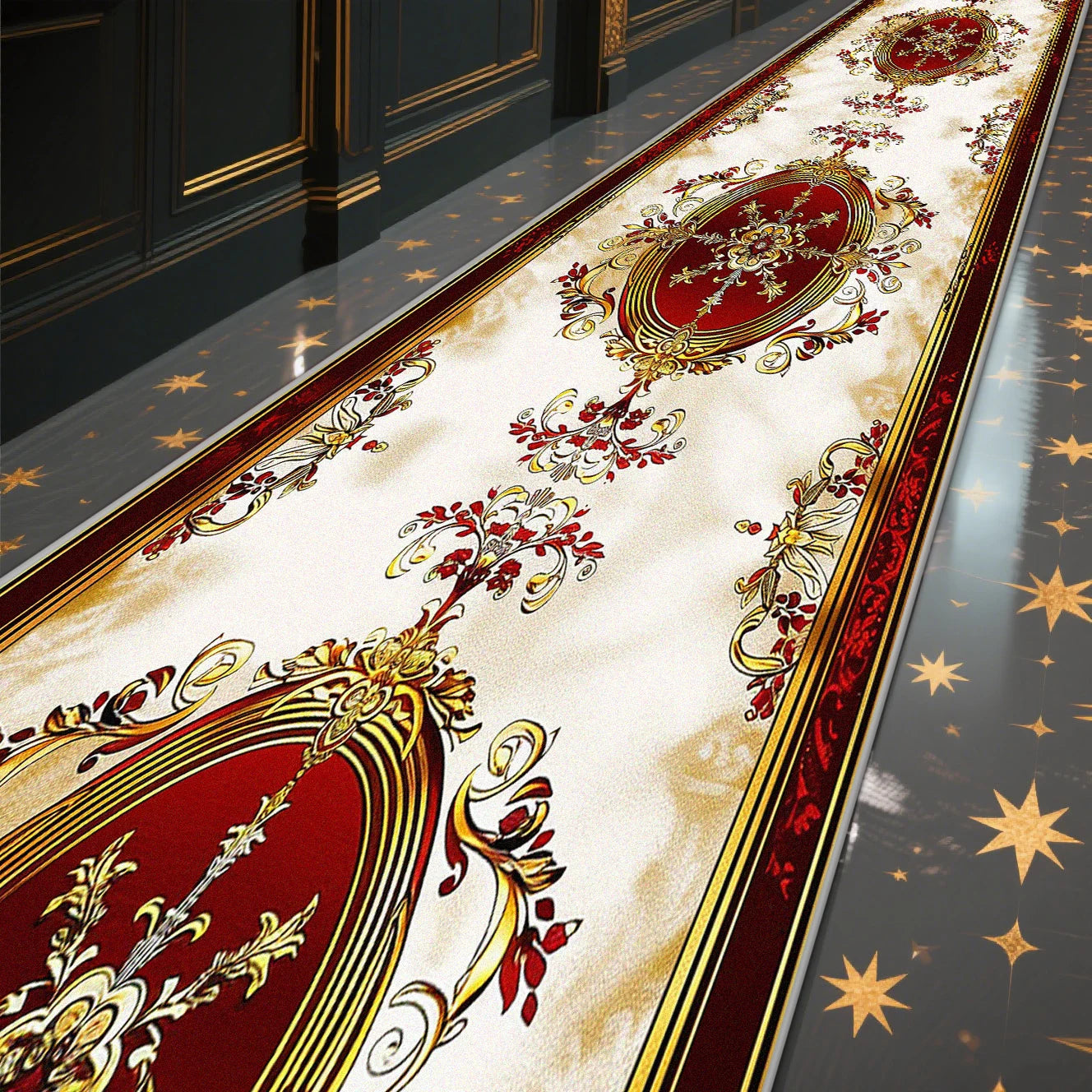 Navak CarpetLuxury Marble Corridor Carpet Hotel Hallway Runner Decoration Rugs Living Room Aisle Washable Non-slip Floor Mat Customizable