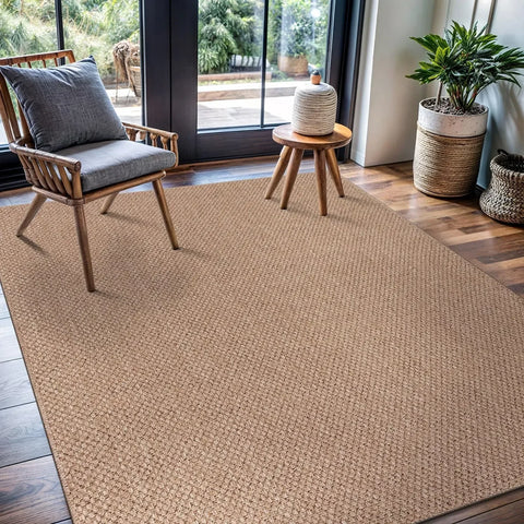 Navak Carpet Easy Jute Rug 5x7, Indoor Outdoor Natural Color Farmhouse Area Rugs for Living Room Patio and Kitchen Rug,(5 x 7)