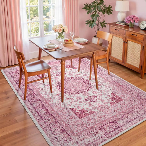 Navak Carpet Crystal velvet carpet Bright Pink Area Rug for Living Room, Machine Washable Rugs with Non-Slip Backing for Girls Bedroom, Cu